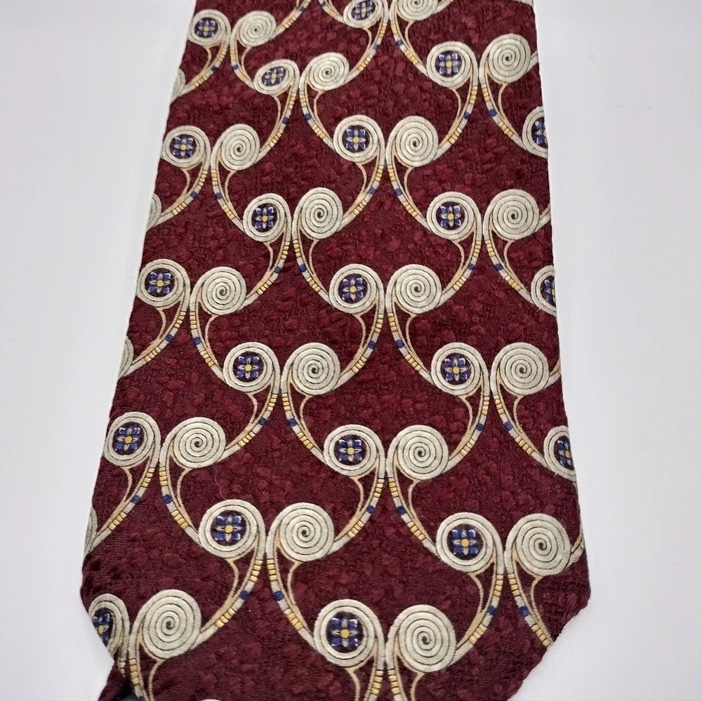 Robert Talbott Best Of Class Burgundy Silk Tie Necktie Swirl Abstract Boho